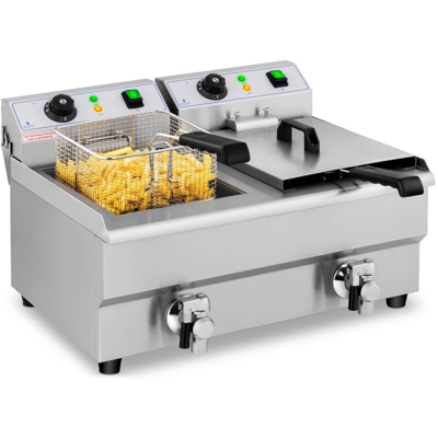 Friggitrice Elettrica con Rubinetti di Scarico 2x10L 2x3000W - Royal Catering