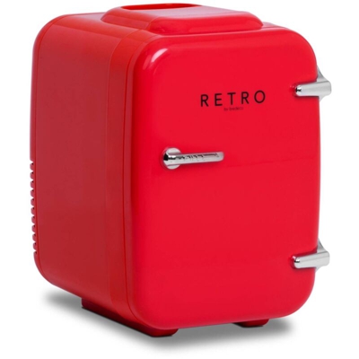 Bredeco - Mini Frigo Portatile Mobile Frigorifero Da Viaggio Frigo Bar Retró 4 L Rosso
