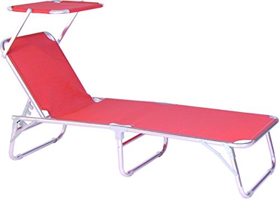 Unbekannt Stella Sedia a Sdraio, Lettino a Gambe con Tetto, Telaio in Alluminio, Argento/Arancio, 189 x 61 x 42 cm, 6,6 ML, 444044
