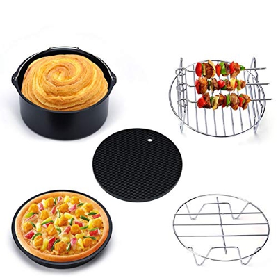 nobrands Set di Accessori per friggitrice Set di Accessori per friggitrice ad Aria Multifunzione 5 in 1 Set di Parti di Kit Supporto in Metallo Porta 