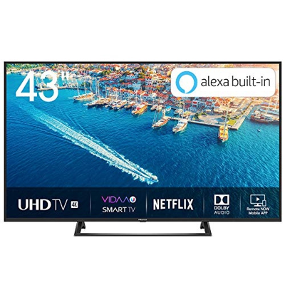 Hisense H43BE7200 Smart TV LED Ultra HD 4K 43", HDR10, Dolby DTS, Single Stand Slim Design, Tuner DVB-T2/S2 HEVC Main10 [Esclusiva Amazon - 2019]