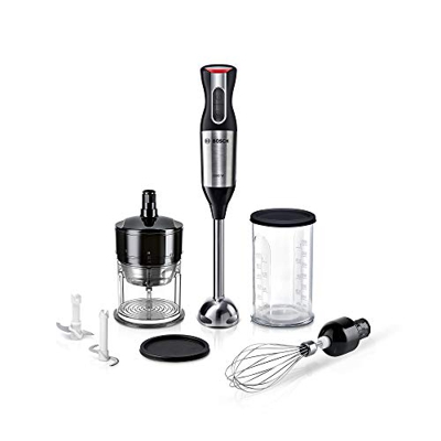 Bosch MS6CM6166 Frullatore a Immersione ErgoMixx Style, 1000 W, Cavo a spirale estendibile, 12 livelli di velocità, Acciaio Inox/Nero