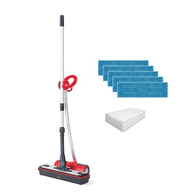 Polti Moppy - Pulitore per pavimenti, a vapore, senza fili, con extra dotazione di panni per tutti i tipi di pavimenti e superfici verticali lavabili 