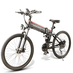 Coolautoparts Bicicletta Elettrica Pieghevole 350W/500W 25km/h 26 Pollici Uomini Donne Mountain Bike 48V 10AH Batteria al litio SHIMANO a 21 Velocità  en oferta