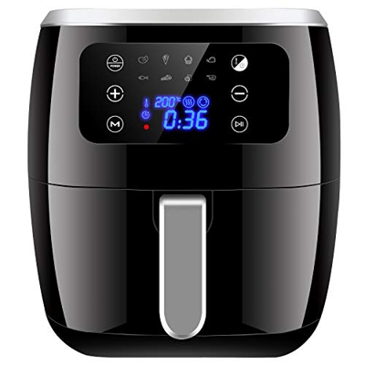 Bonsenkitchen Friggitrice ad Aria 6L, Air Fryer con 7 Programmi ,Anti-surriscaldamento, Display Digitale,Fornetto Elettrico ,No BPA o PFOA,per Patatin