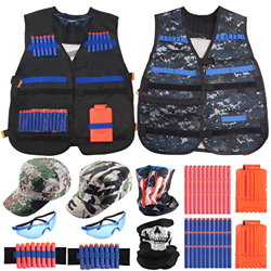 Joyhoop 2 Pezzi Gilet tattico per Bambini, Gilet tattico Nerf con 80 proiettili Morbidi, 2 Occhiali Blu, 2 Clip per proiettili (6 Freccette), 2 Polsin en oferta