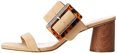 find. Large Buckle Block Heel Sandal Punta Aperta, Beige), 39 EU