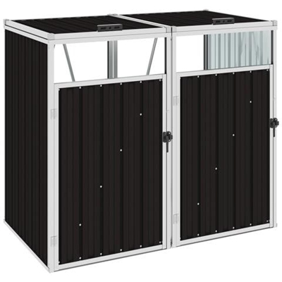 Copri Bidone Rifiuti Doppio Marrone 143x81x121 Cm In Acciaio