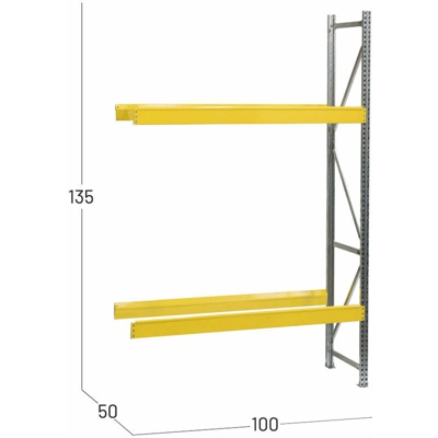 Scaffali Porta Penumatici cm L100xP50xH135 Zincato e Giallo a Incastro AGGIUNTA - ANEMOS