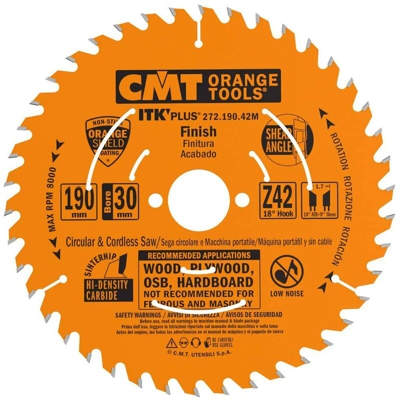 Cmt Orange Tools - 272.190.42M LAMA CIRCOLARE (U-ITK) HW 190X1.7/1.1X30 (+20+16) Z42 ATB+S