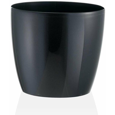 Vaso tondo Madeira Luxy Colour in resina colorati da esterno e giardino fiori piante -DIAM 26 x H 23.2 cm / Nero - TERAPLAST
