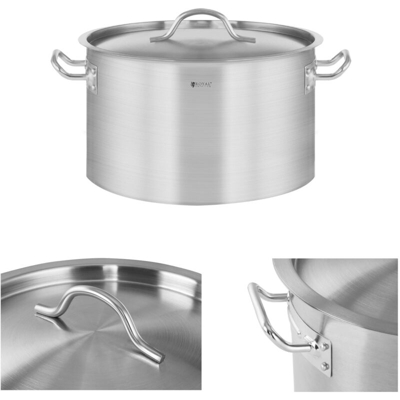 Pentola Per Induzione Pentola Acciaio Inox RCST-14E3-S (14 L, Fondo 3,8 mm) - Royal Catering