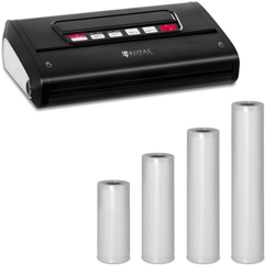 Set macchina sottovuoto per alimenti con 4 sacchetti - da 15 fino a 30 cm - ABS - 32 cm - nera - ROYAL CATERING en oferta