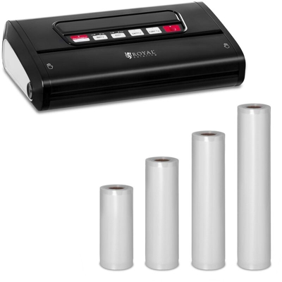 Set macchina sottovuoto per alimenti con 4 sacchetti - da 15 fino a 30 cm - ABS - 32 cm - nera - ROYAL CATERING