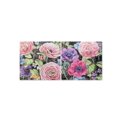 Quadro Flowers Fiori Tela Glamorous (2 pcs) - Dekodonia
