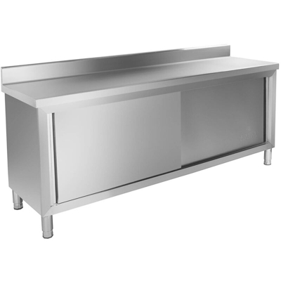 Tavolo armadiato inox - 200 x 60 cm - con protezione - ROYAL CATERING