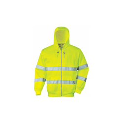 Portwest B305 Felpa con Cappuccio e Zip Alta Visibilità, Giallo, M características