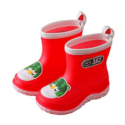 WXFF Motivo della Frutta del Fumetto Bambini Pioggia Stivali Antiscivolo Scarpe Impermeabili Esterna in Gomma Scarpe da Acqua (Color : Red, Size : 19c