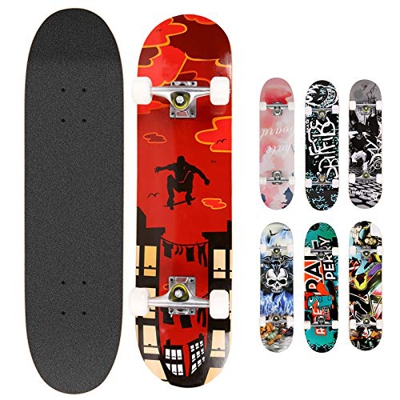 Hikole Skateboard Completo in Legno 79x20 cm in Acero Canadese 31 Pollici, Ruote 85A per Principianti Bambini e Adulti