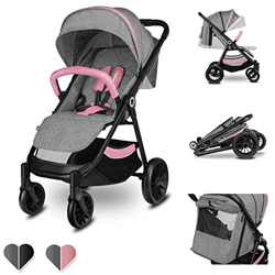 Lionelo Natt passeggino leggero pieghevole con zanzariera da 0 mesi fino 22 kg con posizione sdraiata ruote EVA cappottina XXL con finestrella regolaz en oferta