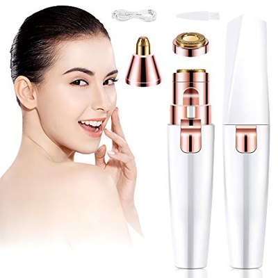 CestMall 2 in 1 Epilatore Viso Donna Epilatore Elettrico Mini Epilatore Indolore Rasoio Elettrico Hair Remover con Testina di Ricambio per Depilazione