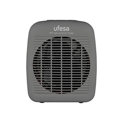 Ufesa CF2000IP - Stufa elettrica / Ventilatore termico verticale, 2000 W, Protezione IP21, Sistema di Sicurezza Anti Ribaltamento, 3 modalità: 2 livel