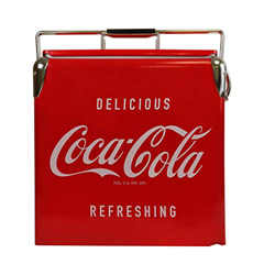 Coca Cola Koolatron CCVIC-13 - Cassapanca portatile per ghiaccio vintage con apribottiglie (14 quart/13 litri), colore: Rosso en oferta