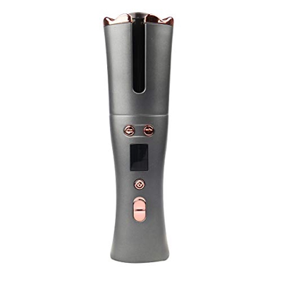 Arricciacapelli Automatico Senza Fili, Ferro Arricciacapelli, Bigodino Rotante Portatile Ricaricabile con Display LCD e 6 Impostazioni di Temperatura 