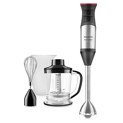 Taurus BAPI 1200 Plus Inox - Frullatore a Immersione, Mixer Professionale, Impugnatura in Gomma ergonomica, 1200W di Potenza,Selettore 20 velocità + T