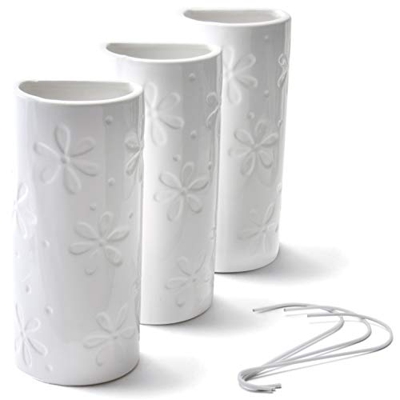 Ligano Umidificatore per termosifone con motivo floreale, in ceramica, 3 pezzi