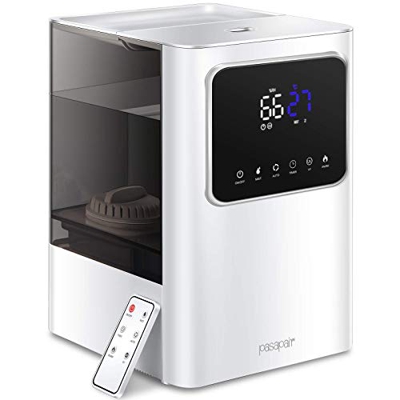 Umidificatore pasapair Top Fill 6L Ultrasuoni con nebbia calda e fredda e ciotola di oli essenziali per ampie camere da letto, spegnimento automatico,