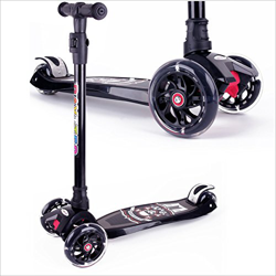 Baytter - Monopattino per bambini a tre ruote con manubrio regolabile, per bambini dai 3 ai 4 ai 5 anni, portata fino a 75 kg (nero) precio