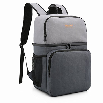 TOURIT Zaino Termico Frigo 28L Doppi Strati Borsa Termica Pranzo per Campeggio, Picnic, Tutti i Giorni (Grigio)