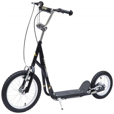 Monopattino Per Bambini In Acciaio Con Ruote Grandi E Freno, Nero