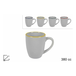 Tazza Latte Mug Cc.380 Bianco Con Bordo Color. 4 Ass. - BIGHOUSE IT precio