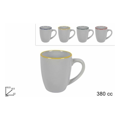 Tazza Latte Mug Cc.380 Bianco Con Bordo Color. 4 Ass. - BIGHOUSE IT