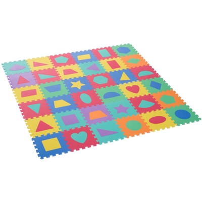 Tappeto Puzzle 36 Pezzi Tappeto da Gioco per Bambini Multicolore con Figure Geometriche EVA 31 × 31cm - Homcom