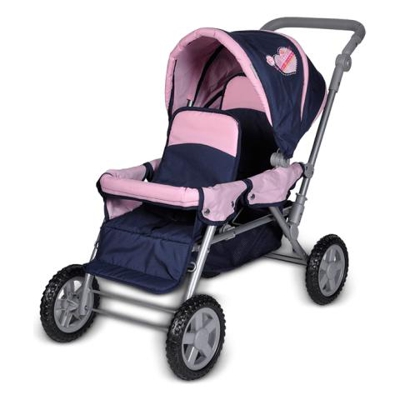 Passeggino per bambole gemelli Blu e Rosa