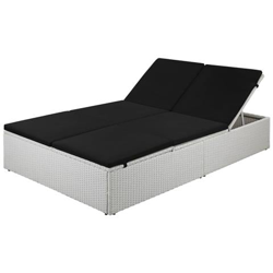 Lettino Prendisole Con Cuscino In Polyrattan Nero precio