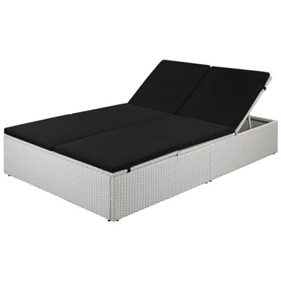 Lettino Prendisole Con Cuscino In Polyrattan Nero