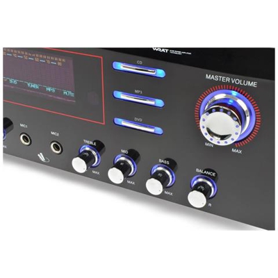 Home Cinema Systeem 5.0 335w Rms + Hazelaar Versterker Mp3 Surround Kanalen 5 + 2 Sl Microfoons