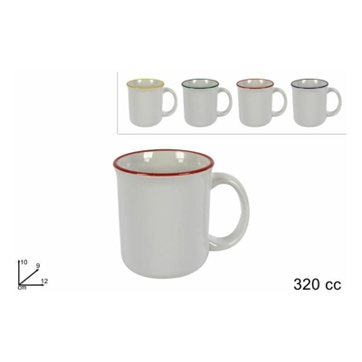 Tazza Latte Mug Cc.320 Bianco Con Bordo Color. 4 Ass. - BIGHOUSE IT