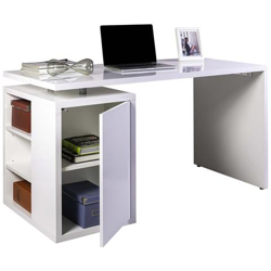 Scrivania Con Vano Laterale Bianco Lucido Cm. 140x69x74h en oferta