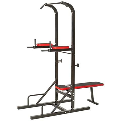 Panca Fitness Con Sbarra Per Trazioni E Portabilanciere - Nero