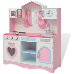 Cucina Giocattolo in Legno 82x30x100 cm Rosa e Bianca características