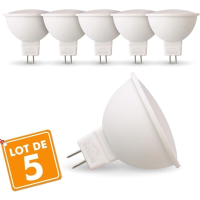 Eclairage Design - Lotto di 5 lampadine a LED GU5.3 MR16 5W Eq 40W | Température de Couleur: Bianco caldo 2700K