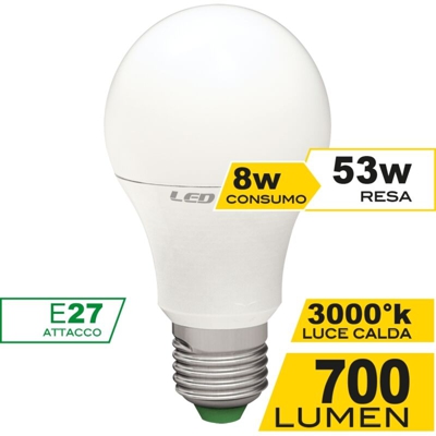 Ecoman Led Goccia 8W 3000K E27 Calda