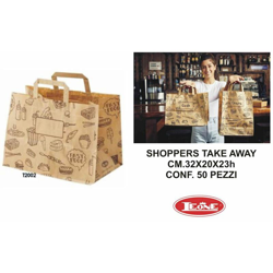 BUSTA SHOPPERS TAKE AWAY CONF. 50 PZ. CM.32X20X23h - BIGHOUSE IT precio