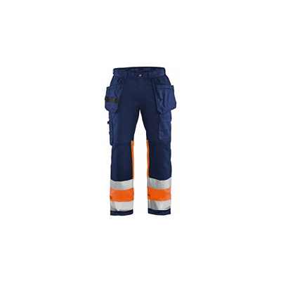 Blaklader 155818118953C52 - Pantaloni da lavoro elasticizzati High Vis, taglia C52, colore: Blu navy/arancione