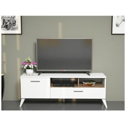 Mobile Porta Tv Cd Ripiani Supporto Sun Bianco Legno Scuro-casa Arredo Design - Per Soggiorno - Porta, Mensole, Ripiani, Supporto, Componibile en oferta